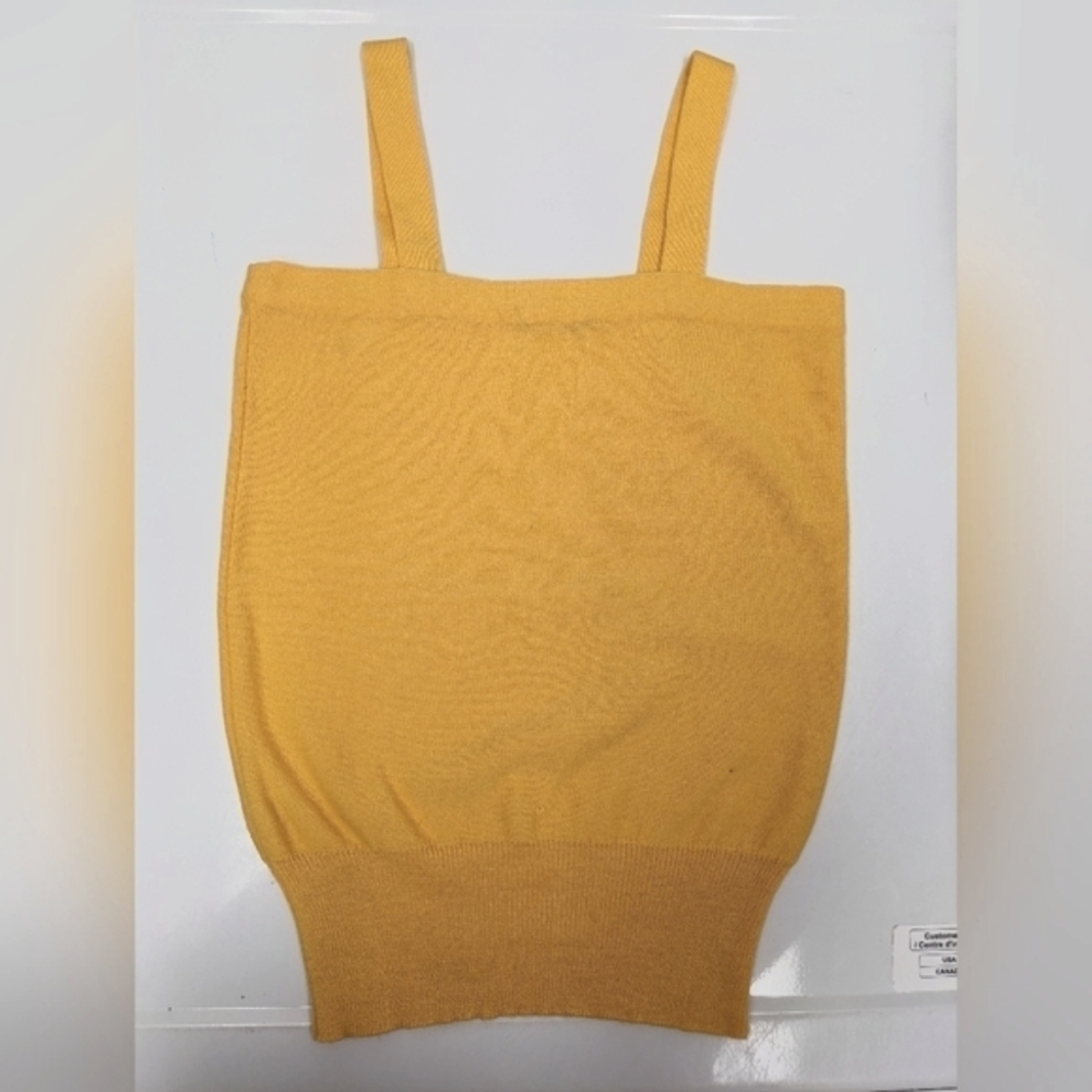 Vintage yellow square neck sleeveless knit top size XS